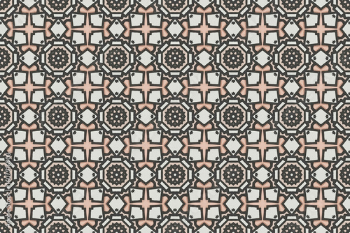 Seamless Fashion Digital Textile Art Cloth Template Tile Decoration Design Shape Luxury Interior Geometric Fabric Texture Wallpaper Endless Visual Background Perspective Graphic Symmetric Pattern.