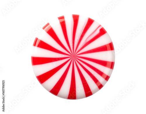 Vibrant red and white striped peppermint candy offers a refreshing sweet treat
