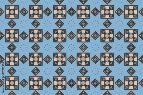 Seamless Fashion Digital Textile Art Cloth Template Tile Decoration Design Shape Luxury Interior Geometric Fabric Texture Wallpaper Endless Visual Background Perspective Graphic Symmetric Pattern.