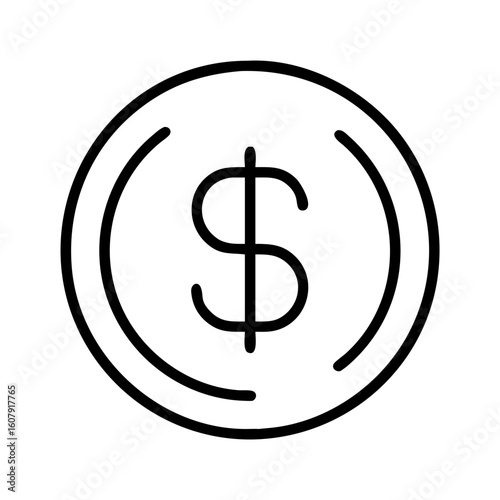 Dollar coin icon vector illustration, currency symbol, money and finance concept, investment icon, usd
