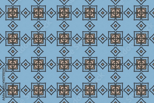 Seamless Fashion Digital Textile Art Cloth Template Tile Decoration Design Shape Luxury Interior Geometric Fabric Texture Wallpaper Endless Visual Background Perspective Graphic Symmetric Pattern.
