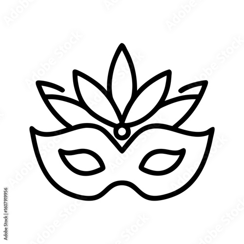 Carnival mask vector illustration, masquerade ball outline icon, party mask, venetian mask design element