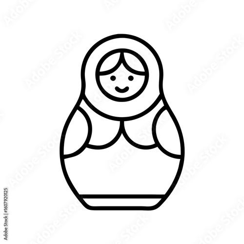 Isolated matryoshka doll vector illustration russian nesting doll babushka doll souvenir toy art icon