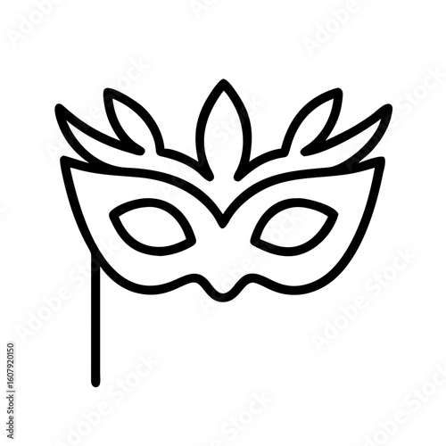 Outline masquerade mask vector icon design for carnival party costume and venetian festival event celebration