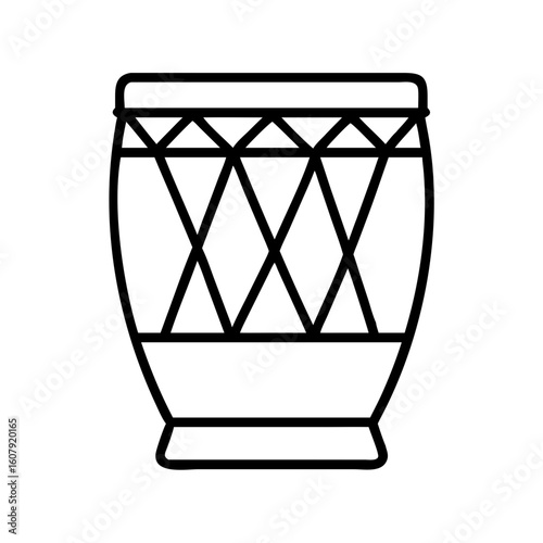 Isolated outline djembe drum vector drawing traditional african percussion music instrument design element