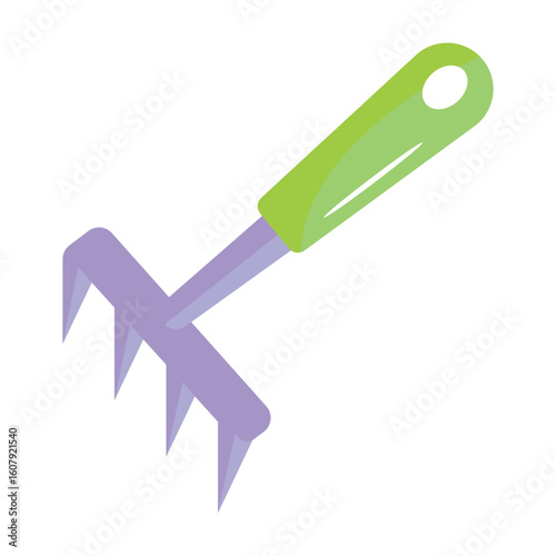 Garden Rake Tool Flat Illustration