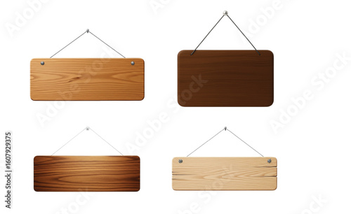 3D Render of a Rustic Wooden Hanging Signboard