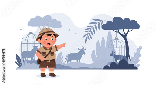 Young Explorer Discovers Wildlife In Captivity During Animal Safari Adventure