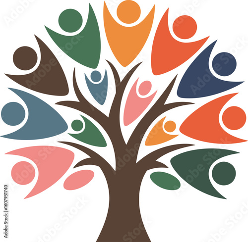 Colorful Community Tree Celebrating Diversity, Unity, and Growth Through Shared Connections