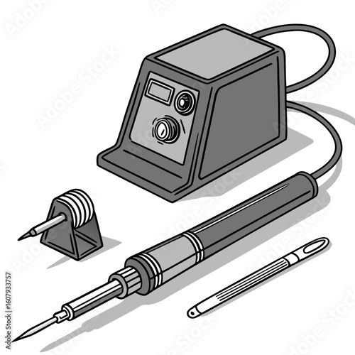Creative Soldering Station Vector Illustration | Clean and Modern Design for Electronics Repair, PCB Soldering, and Engineering Tool 