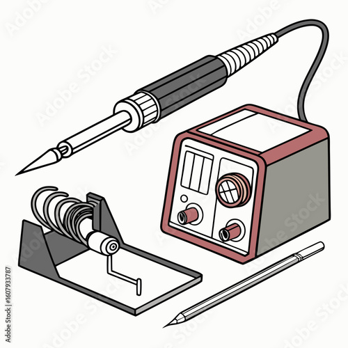 Creative Soldering Station Vector Illustration | Clean and Modern Design for Electronics Repair, PCB Soldering, and Engineering Tool 