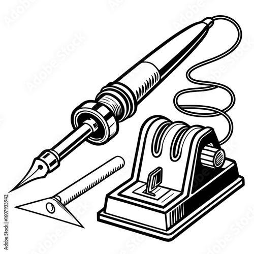 Creative Soldering Station Vector Illustration | Clean and Modern Design for Electronics Repair, PCB Soldering, and Engineering Tool 