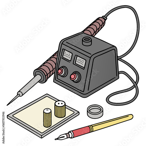 Creative Soldering Station Vector Illustration | Clean and Modern Design for Electronics Repair, PCB Soldering, and Engineering Tool 