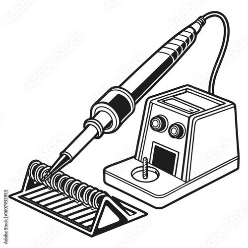 Creative Soldering Station Vector Illustration | Clean and Modern Design for Electronics Repair, PCB Soldering, and Engineering Tool 