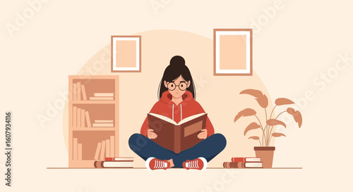 Young Woman Reads Book At Home For Leisure And Personal Enrichment