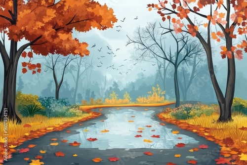 Evening after rain transforms the forest into a mystical place. Autumn's charm unfolds