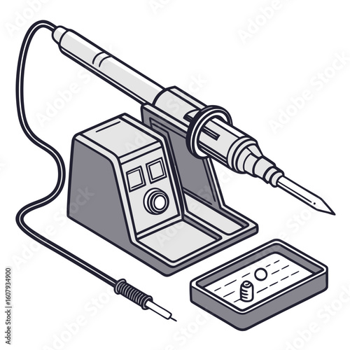 Creative Soldering Station Vector Illustration | Clean and Modern Design for Electronics Repair, PCB Soldering, and Engineering Tool 