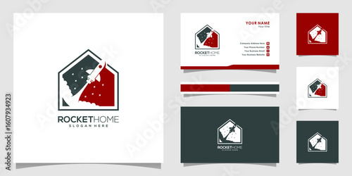 rocket home logo vector design