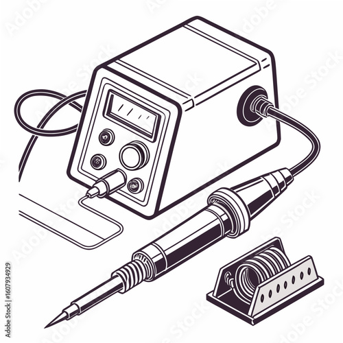 Creative Soldering Station Vector Illustration | Clean and Modern Design for Electronics Repair, PCB Soldering, and Engineering Tool 