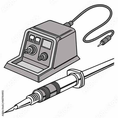 Creative Soldering Station Vector Illustration | Clean and Modern Design for Electronics Repair, PCB Soldering, and Engineering Tool 