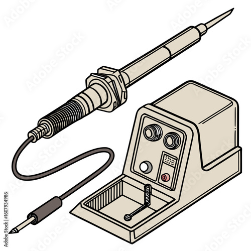 Creative Soldering Station Vector Illustration | Clean and Modern Design for Electronics Repair, PCB Soldering, and Engineering Tool 