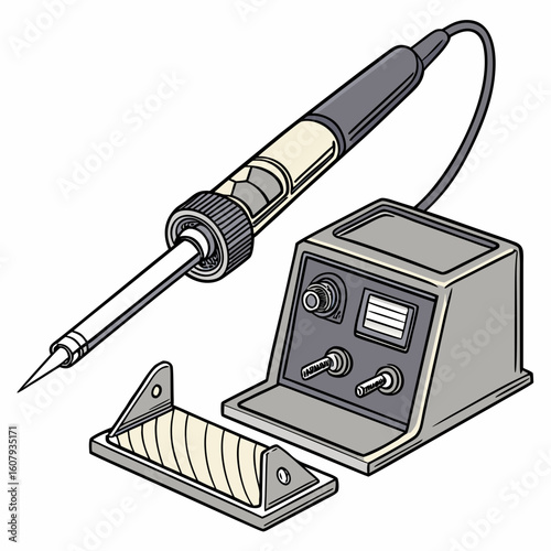 Creative Soldering Station Vector Illustration | Clean and Modern Design for Electronics Repair, PCB Soldering, and Engineering Tool 