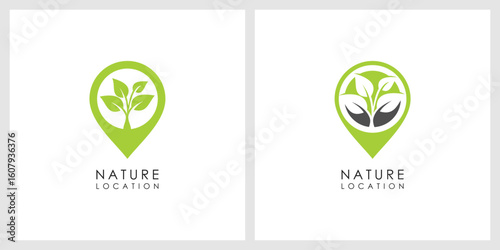 nature leaf location logo vector design
