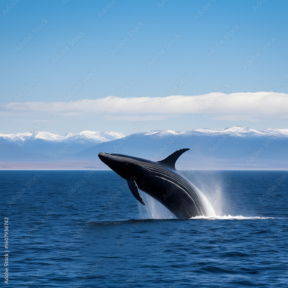 Fototapeta premium photo of fin whale in its natural habitat.