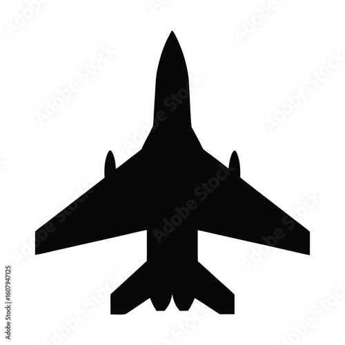 Fighter jet silhouette vector illustration for military aircraft aviation design and warplane art