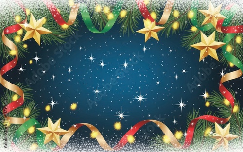 christmas background with christmas tree and stars