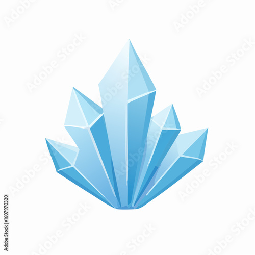 A stylized illustration of a cluster of blue, crystalline structures.