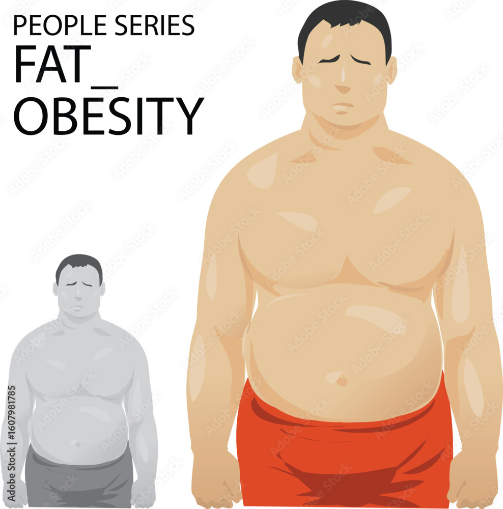 Fototapeta premium vector illustration man had fat conditions or obesity