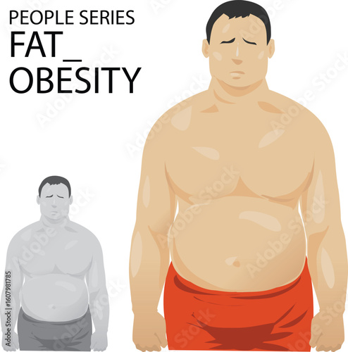 vector illustration man had fat conditions or obesity