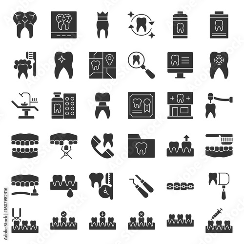 Dental Care Icon Set - Tooth And Teeth Icon Sign Symbol