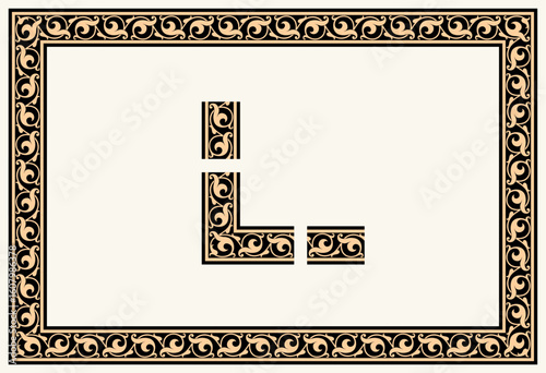 Vector illustration of a rectangular frame ornament design pattern, frame corner border. Suitable for frames, invitations, cards, certificates, etc.