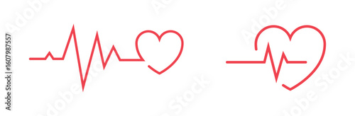 Ecg Heartbeat Lines With Hearts Collection