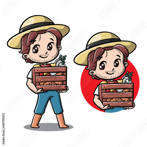 Farm to table concept with farmer showcasing fresh produce. Ideal for farmtotable restaurants, sustainable agriculture, local markets, and grocery stores.