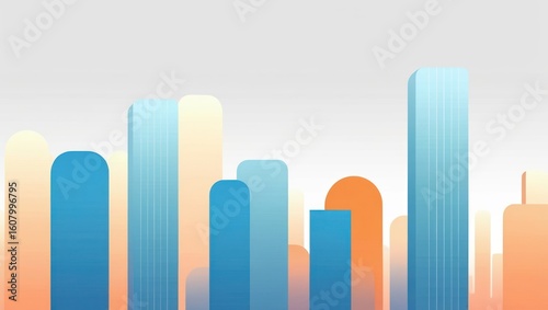 Abstract cityscape design with soft color gradients.