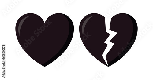 Heart And Broken Vector on White Background