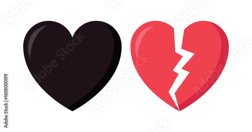 Heart And Broken Vector on White Background