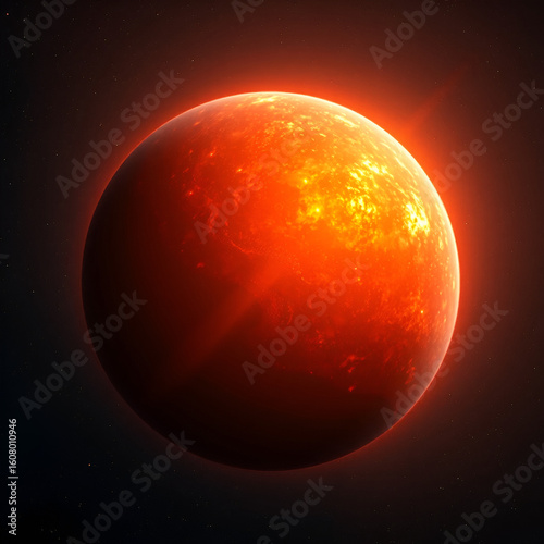 A shot of a distant planet with a bright and vibrant atmosphere