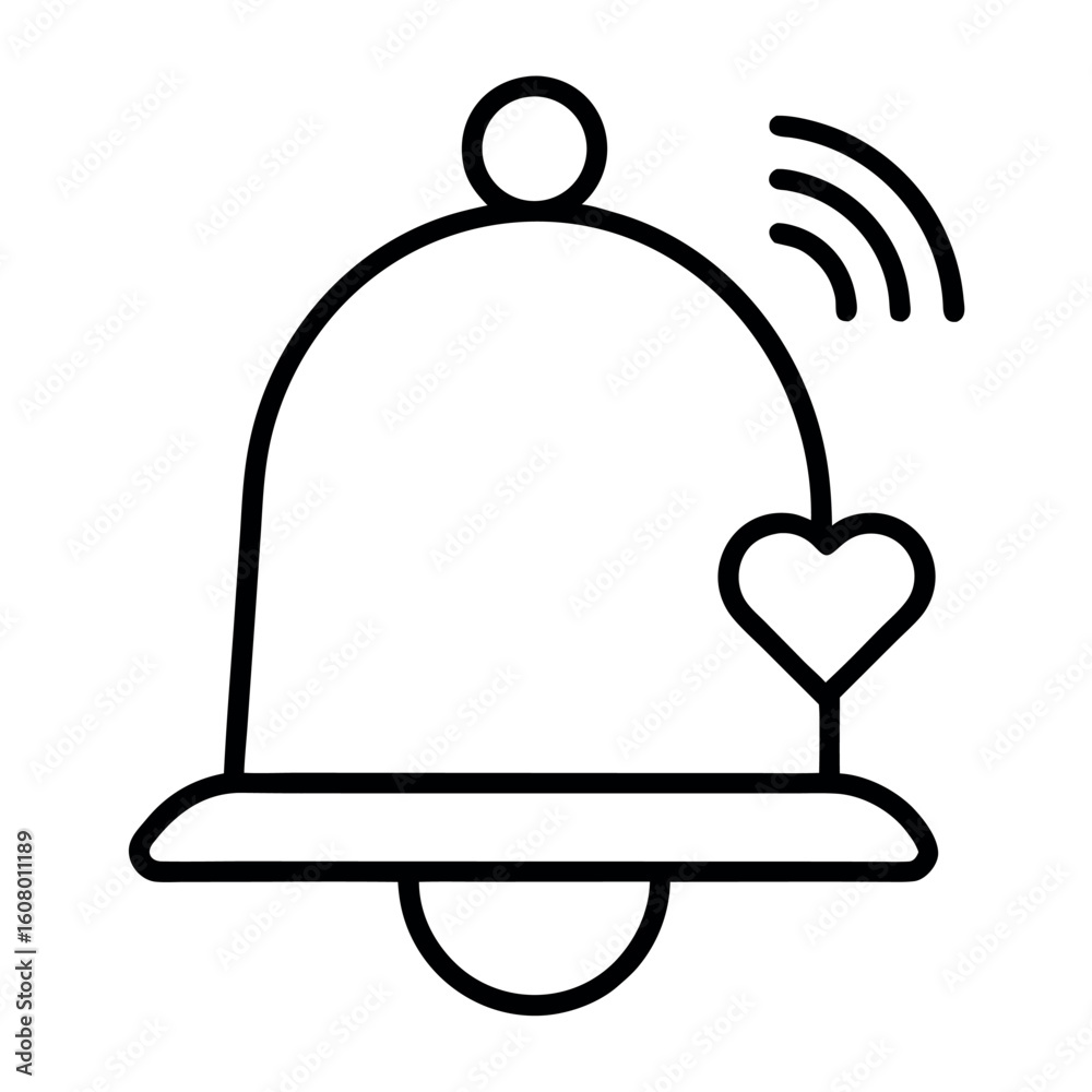 Obraz premium Art of a ringing bell with a heart symbol, indicating a notification