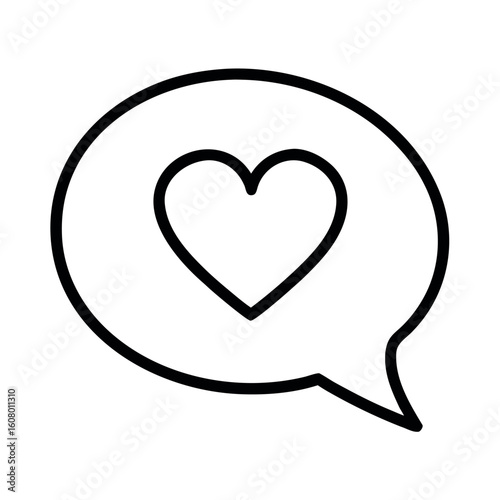 Art of a simple outline of a heart inside a speech bubble