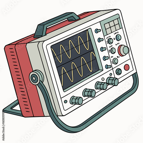 Creative Oscilloscope Vector Illustration | Clean and Modern Design for Signal Analysis, Electronic Testing, and Engineering Lab Projects