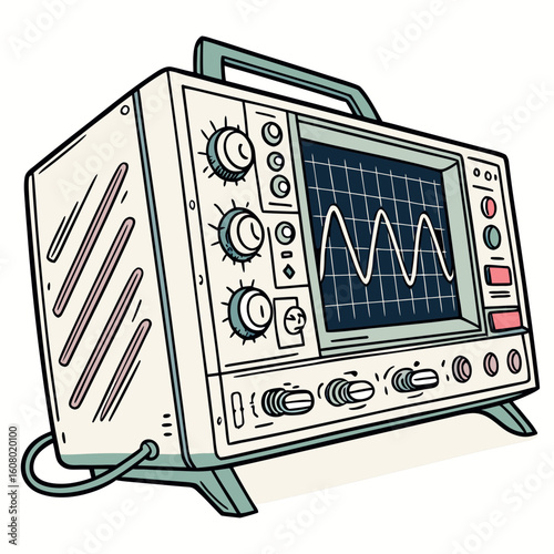 Creative Oscilloscope Vector Illustration | Clean and Modern Design for Signal Analysis, Electronic Testing, and Engineering Lab Projects