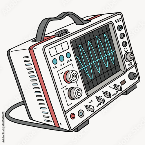 Creative Oscilloscope Vector Illustration | Clean and Modern Design for Signal Analysis, Electronic Testing, and Engineering Lab Projects