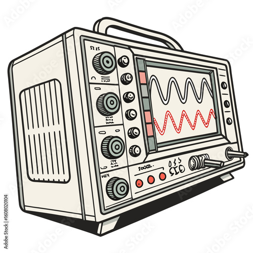 Creative Oscilloscope Vector Illustration | Clean and Modern Design for Signal Analysis, Electronic Testing, and Engineering Lab Projects