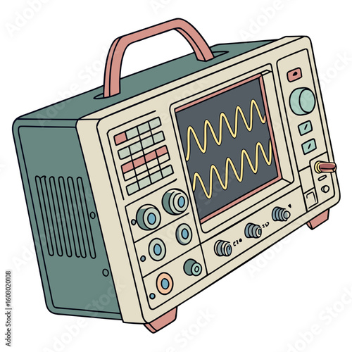 Creative Oscilloscope Vector Illustration | Clean and Modern Design for Signal Analysis, Electronic Testing, and Engineering Lab Projects