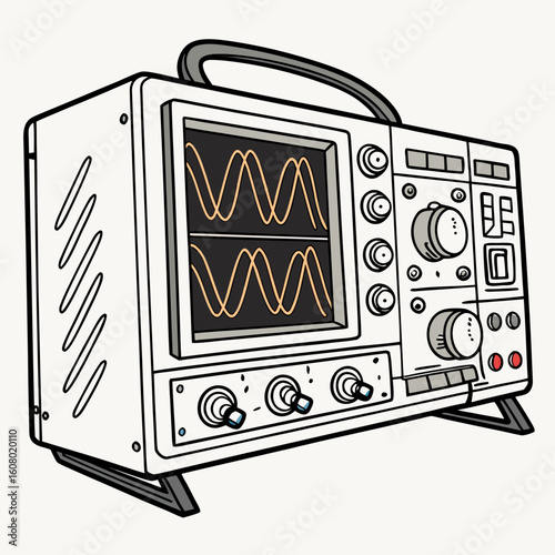 Creative Oscilloscope Vector Illustration | Clean and Modern Design for Signal Analysis, Electronic Testing, and Engineering Lab Projects