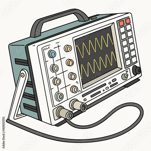 Creative Oscilloscope Vector Illustration | Clean and Modern Design for Signal Analysis, Electronic Testing, and Engineering Lab Projects
